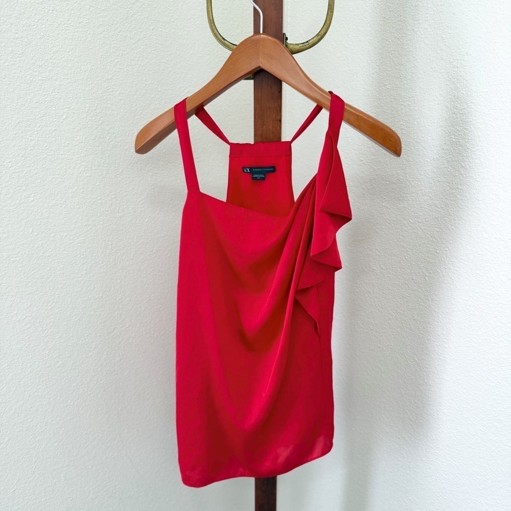 Armani Exchange Designer Red Camisole with Ruffle Detail Women’s Size Small